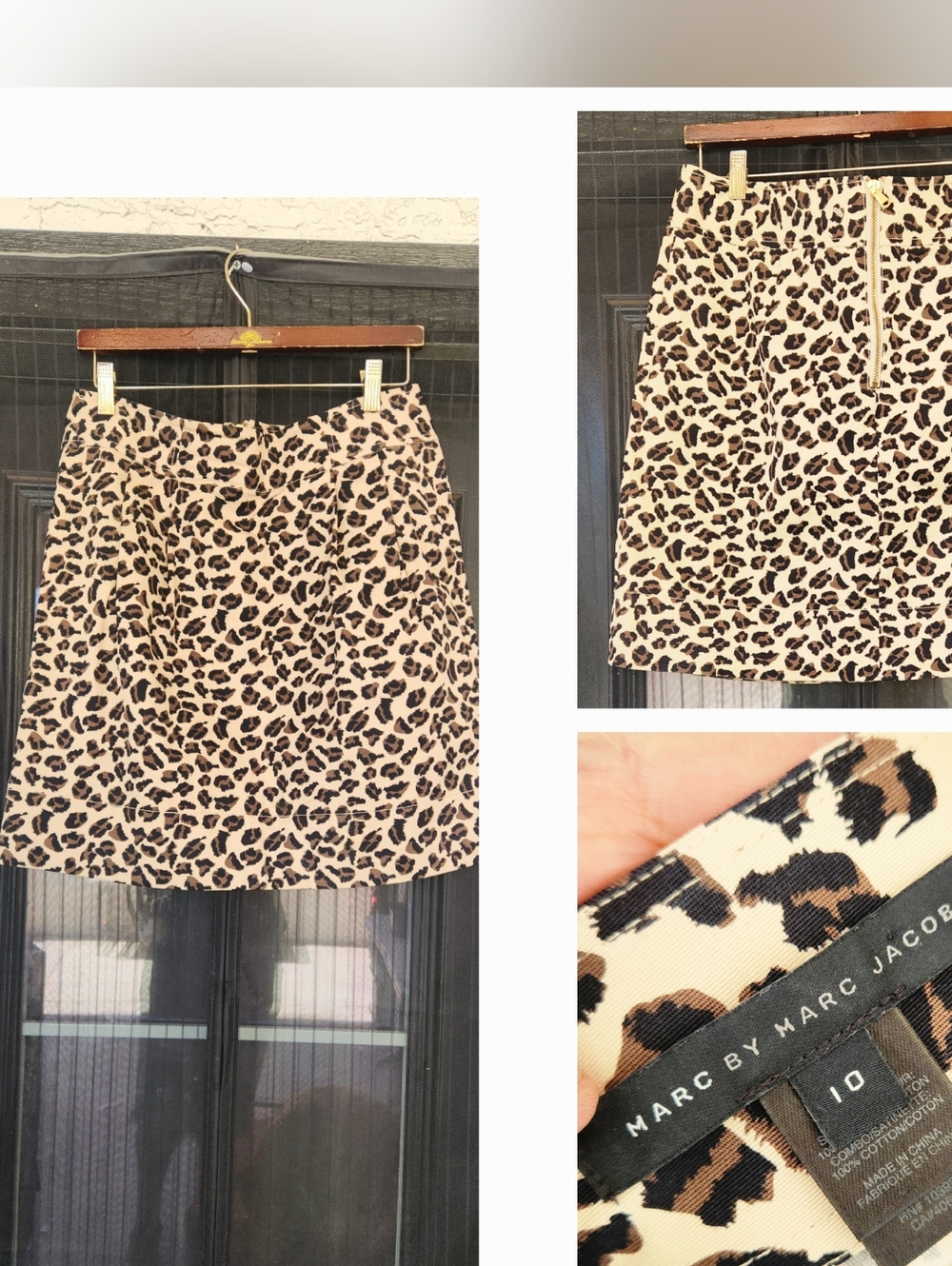Marc by Marc Jacobs Beige and Black Leopard Print Mini Skirt
